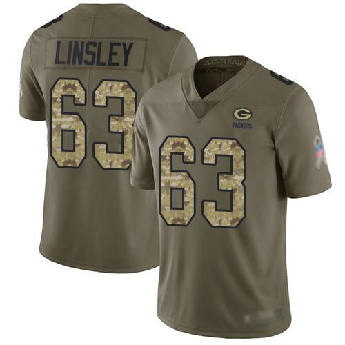 Green Bay Packers Limited Olive Camo Men #63 Linsley Corey Jersey Nike NFL 2017 Salute to Service